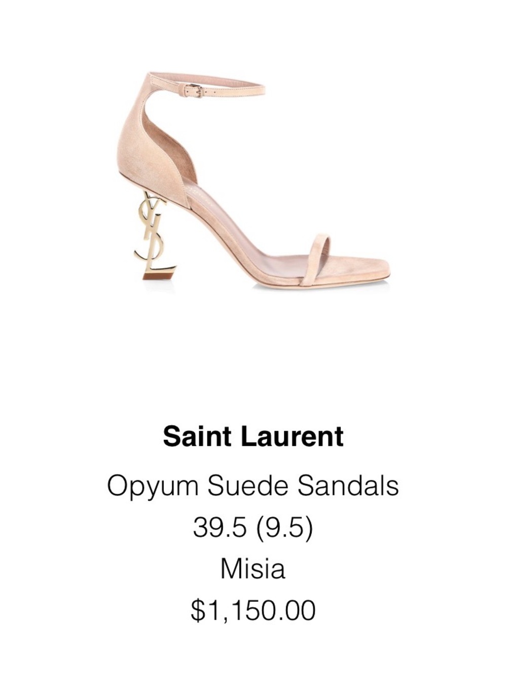Saint Laurent: Brand New - Blush Suede Heels with Gold YSL Logo - Picture 5 of 5